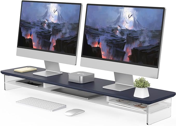 Fenge Acrylic Monitor Stand Riser, 42.5 Inches Dual Monitor Stand by Fenge