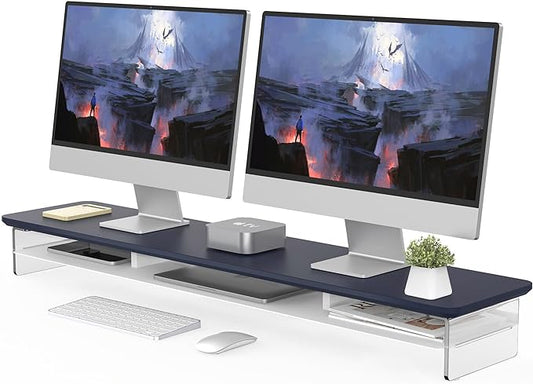 Fenge Acrylic Monitor Stand Riser, 42.5 Inches Dual Monitor Stand by Fenge
