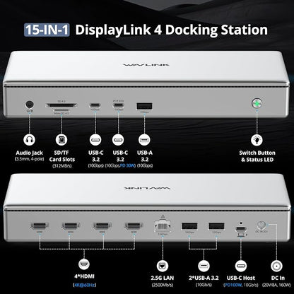 WAVLINK Pro Docking Station 4 Monitors | Quad 4K Displays - Image 2