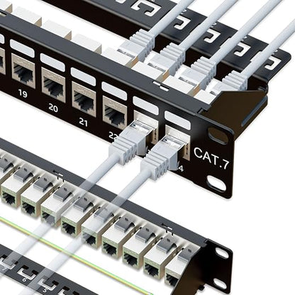 iwillink 10Gbps Cat7 Patch Panel 24 Port, RJ45 Through Coupler 1U Shielded by IWILLINK