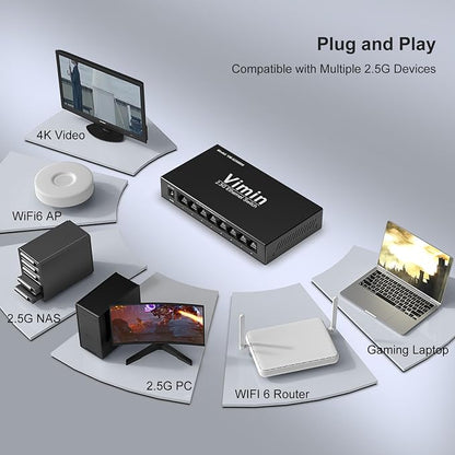 8-Port 2.5G Switch Unmanaged, 8 x 10/100/1000/2500Mbps RJ45 Ports, Plug & Play - Image 4