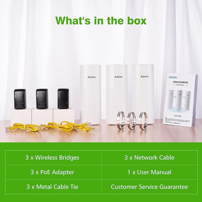 AdaLov 3PCS Wireless Bridge Kit, Gigabit Point to 2 Points Outdoor WiFi Bridges - Image 7