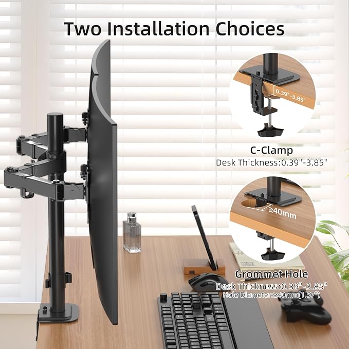 Suptek Dual Monitor Arm Desk Mount, Ultrawide Dual Monitor Arm - Image 4