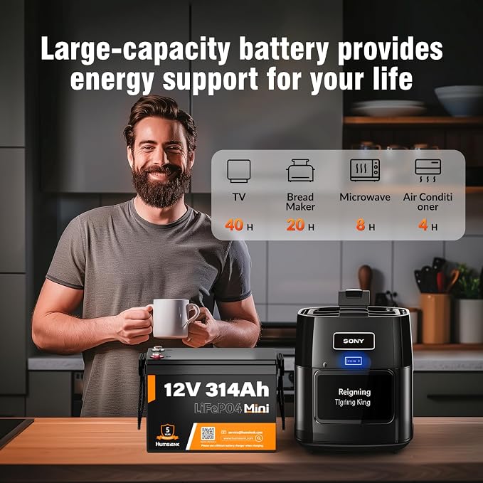 12V 314Ah LiFePO4 Lithium Battery, 100A BMS, 15000+ Deep Cycle 300Ah Lithium - Image 7