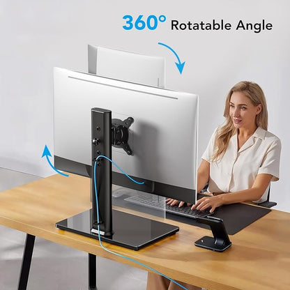 AX WABER Single Monitor Desk Stand Free-Standing Desk Mount Arm Riser - Image 6
