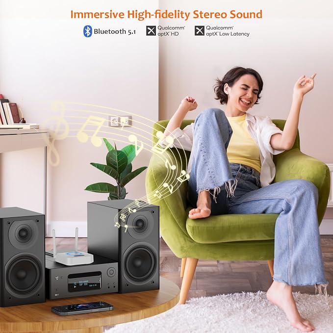 1Mii Bluetooth 5.1 Receiver, Long Range HiFi Bluetooth Audio Adapter w/ 3D - Image 2