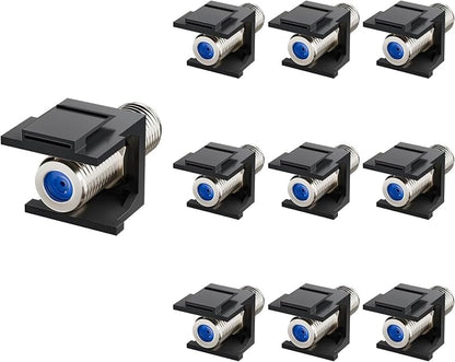 VCE Coax Keystone Jack Insert, 3GHz Nickel-Plated and Black Coaxial Cable by VCE