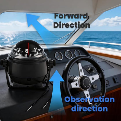 Boat Compass with Magnetic Declination Adjustment, Pivoting Marine Compass - Image 4