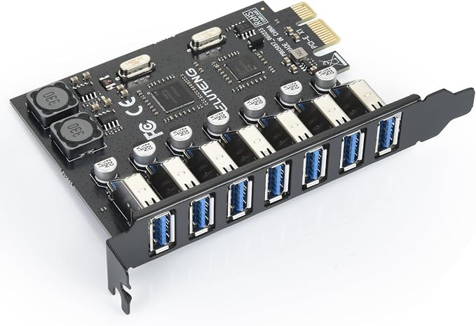 ELUTENG PCIE USB 3.0 Card 7 Ports PCI Expree to USB Expansion Card Super Speed by ELUTENG