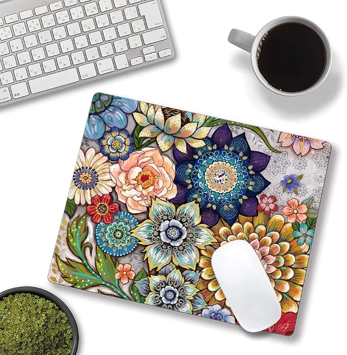 Mouse Pad, Abstract Floral Mouse Pad, Premium-Textured Computer Mouse Mat - Image 4