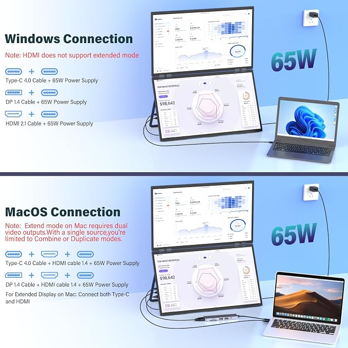 InnoView 23.8" Dual Monitor 2K QHD 2560 x 1440P Laptop Screen Extender - Image 5