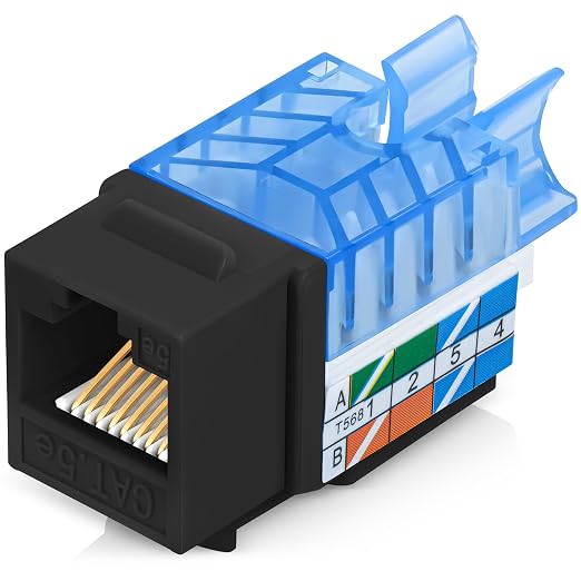 Everest 45° Angled RJ45 Cat5e Keystone Jacks 50-Pack in Black by EverestMediaSolutions
