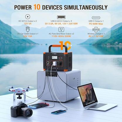 Portable Power Station 500W, 519Wh Outdoor Solar Generator Backup Battery Pack - Image 5