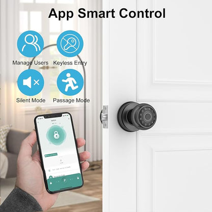 BIWIBON 4-in-1 Smart Door Knob, Fingerprint Door Knob - Image 3