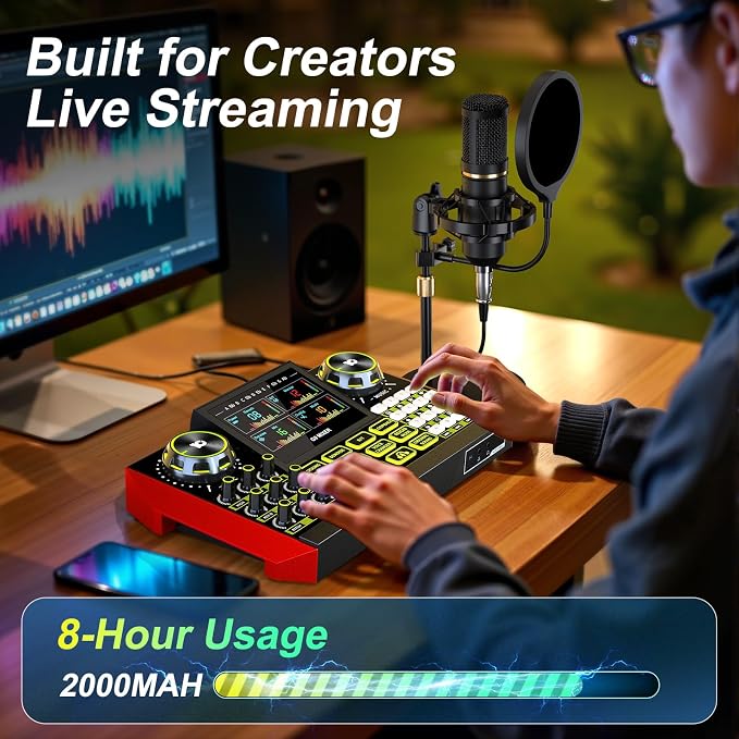 Audio Mixer, Sound Board for Pc/Phone Live Streaming Singing Gaming, Sound - Image 8