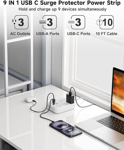6 USB Surge Protector Power Strip- Extension Cord 10 Ft - Image 4