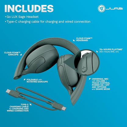 JLab Go Lux ANC Wireless Headphones, Hybrid Active Noise Cancelling, Premium - Image 7