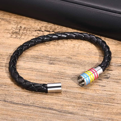 Nanafast Titanium Stainless Steel Rainbow LGBT Pride Bracelet Handmade Braided - Image 4