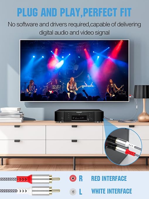 2 Pack 2RCA to 2RCA Cable 2 RCA Male Hi-Fi Systems Audio Stereo Subwoofer Cable - Image 4