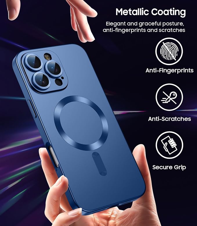 Magnetic for iPhone 16 Pro Case Slim Soft Silicone Bumper Shockproof Metallic - Image 6