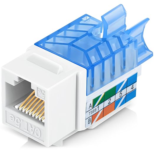 Everest 45° Angled RJ45 Cat5e Keystone Jacks 50-Pack in White by EverestMediaSolutions