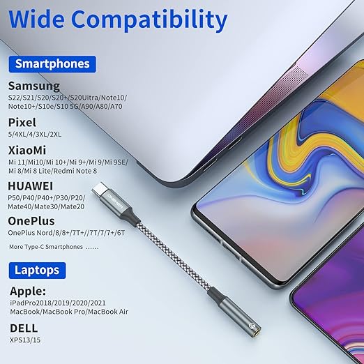 USB Type C to 3.5mm Headphone Jack Adapter, USB C to Aux Female Audio Dongle - Image 6