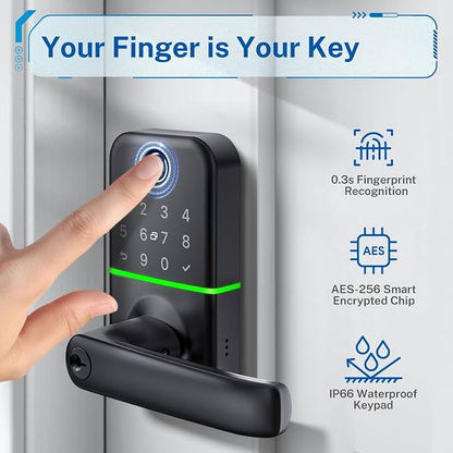 Keypad Smart Door Lock with Handle: Kucacci Keyless Entry Fingerprint Lock - Image 3