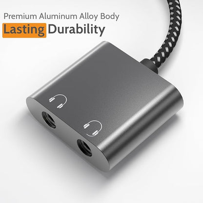 Cubilux USB C Double Headphone Splitter, Type C to Dual 3.5mm Jacks Audio - Image 6