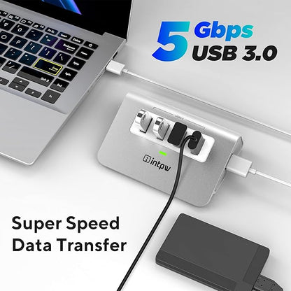 USB 3.0 Hub, Aluminum 4 Port USB Data Hub 3.0 Multi USB Port Expander Dongle - Image 2