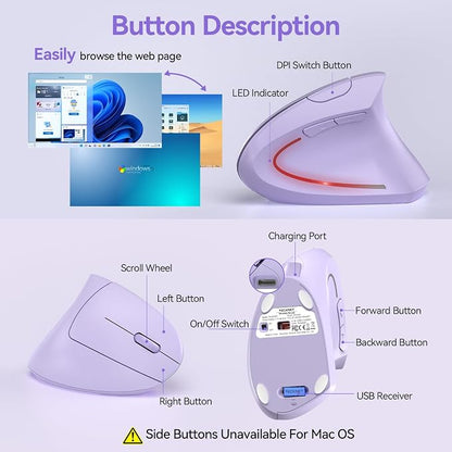 TECKNET Ergonomic Mouse Wireless, Rechargeable Mouse Wireless Silent - Image 7
