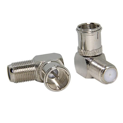 Coax Quick Connect, 2 Pack Right Angle F Male to Female Push On Adapter by Ullnosoo