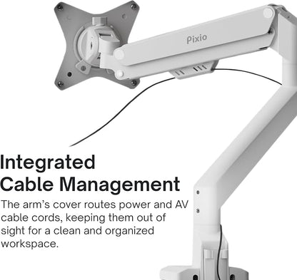 Pixio PS1S Wave White Single Monitor Arm Stand Desk Mount - Image 5
