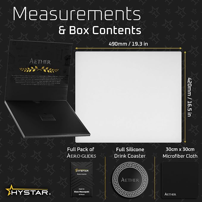 Hystar Aether Glass Gaming Mousepad | Micro-Etched Tempered Glass | Quiet - Image 6
