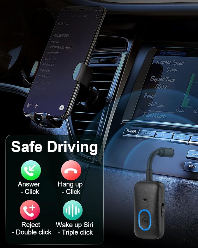 Upgraded Aux Bluetooth Adapter for Car, 2 in 1 Bluetooth 5.3 Transmitter - Image 4
