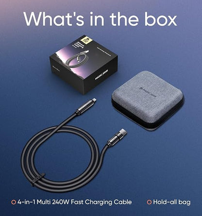 MAGIC JOHN 240W 4 in 1 Charging Cable, 4FT USB C to Lightning Cable, Chubby USB - Image 8