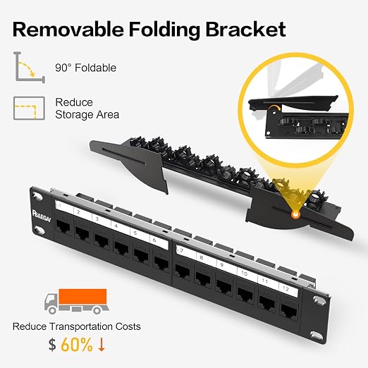 Patch Panel 12 Port with 12 Pcs Cat6 Keystone Jack【EC Listed】 UTP 10G Support - Image 2