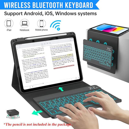 BLUTLOTUS Keyboard Case for iPad 10th Generation 2022 10.9 inch, 360° Rotatable - Image 4