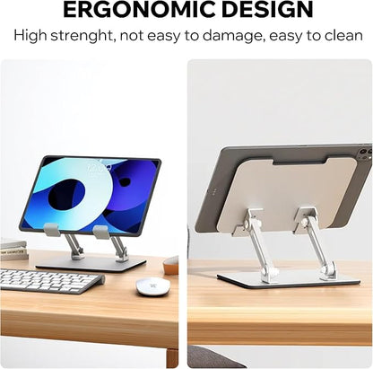 Foldable Aluminum Tablet & Phone Stand — Adjustable Height & Angle, Portable - Image 2