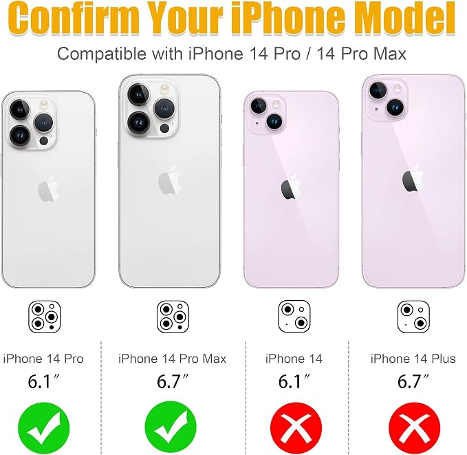 AGVEE 3+3 6 Pack for iPhone 14 Pro/Pro Max, Bling Diamond & Glitter Metal Ring - Image 2