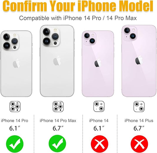 AGVEE 3+3 6 Pack for iPhone 14 Pro/Pro Max, Bling Diamond & Glitter Metal Ring - Image 2