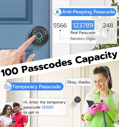 Anweller Smart Door Knob with Lock, Fingerprint Code Keypad Keyless Entry - Image 4