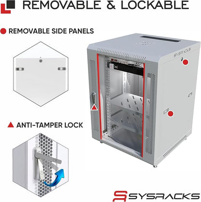 15U Wall Mount Server Rack Cabinet, 19 Inch Network and AV Enclosure, 24 Inch - Image 5