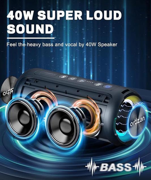 Ortizan Bluetooth Speakers, Portable Wireless Stereo Speaker - Image 2
