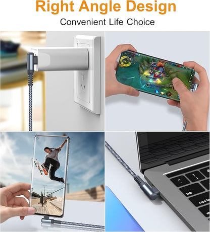 sweguard USB C Cable Right Angle, USB Type C iPhone 16 Charger Cable Nylon - Image 4