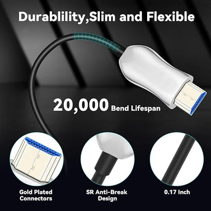 8K Fiber Optic HDMI 2.1 Cable 6.6ft, Active HDMI Cable Slim, High Speed Fiber - Image 6