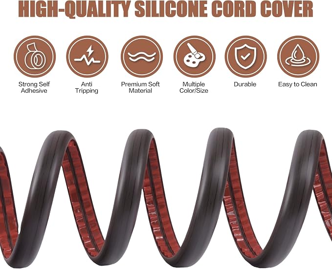 Floor Cord Cover Self Adhesive Cord Hider, 20FT Cable Management, Extension - Image 3