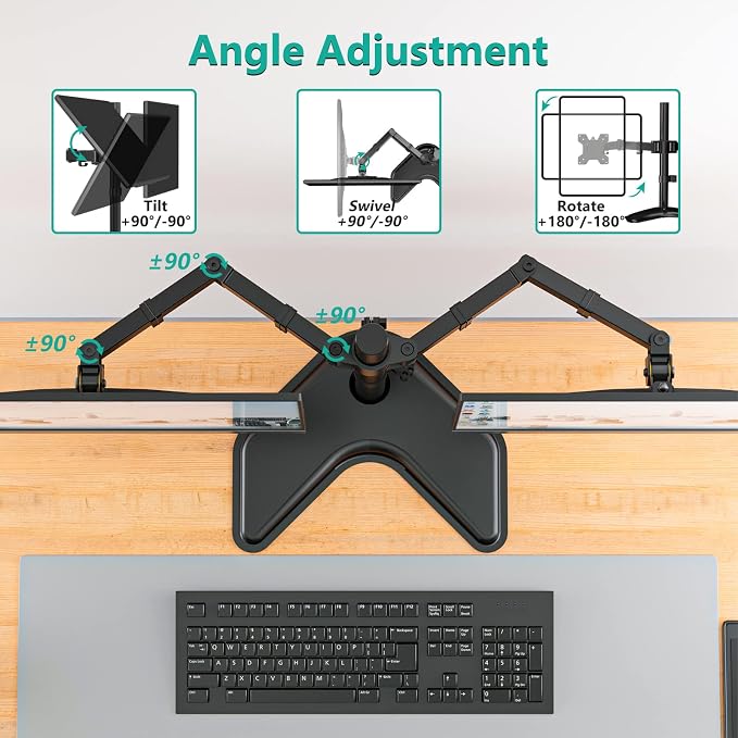 WALI Dual Monitor Stand for Desk, Monitor Stands for 2 Monitors up to 27 inch - Image 5