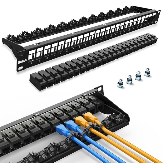 Patch Panel 24 Port with 24 Pcs Cat6 Keystone Jack【EC Listed】 UTP 10G Support by PBAEGAV