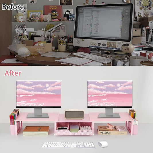 OPNICE Desk Organizers and Accessories, Dual Monitor Stand Riser - Image 2