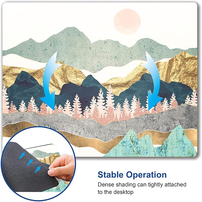 Mouse Pad, Abstract Mountain Mouse Pad, Washable Square Cloth Mousepad - Image 6